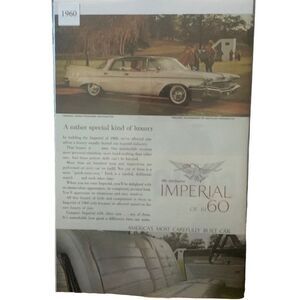 Vintage 1960 Imperial A Rather Special Kind of Luxury Ad Advertisement